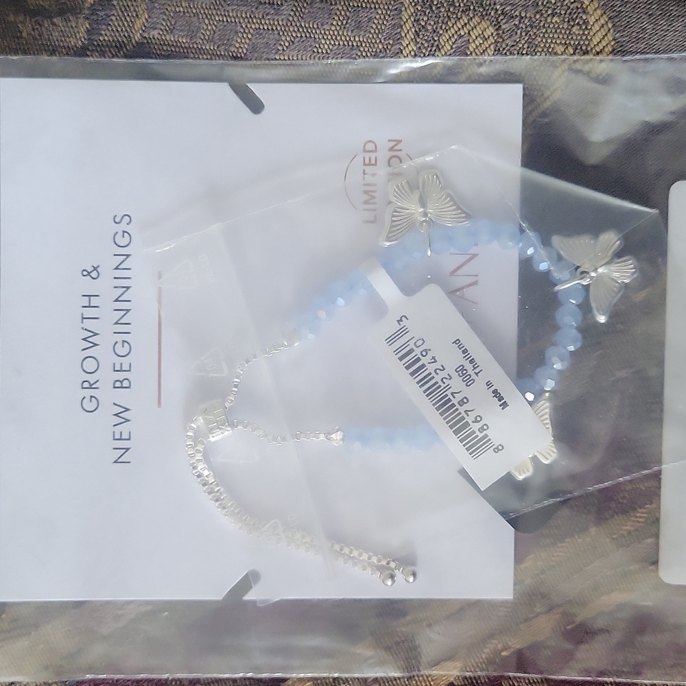 Alex Ani Silver and Blue Butterfly Bracelet Adj  Boxed Sealed Limited Edition